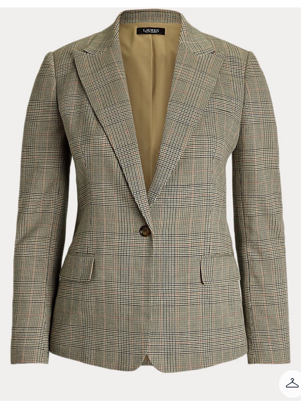 Ralph Lauren Glen Plaid Cotton-Blend Twill Blazer NWT 8P